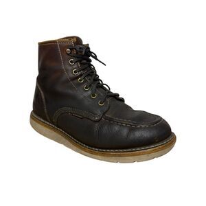 Carhartt Men’s 9 Moc Toe Wedge Boot Brown Leather Work Boots Rugged Waterproof